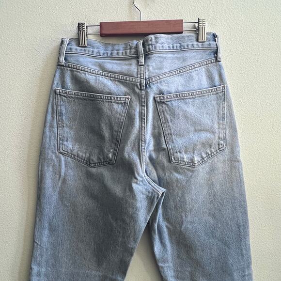 AGOLDE High Rise Straight Leg Blue Jeans Women's 25  Light Wash Distressed - Picture 5 of 13